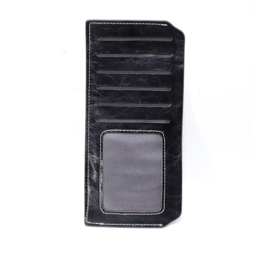 Classic Credit Card Wallet Black Faux Leather Stacking ID Credit Cards Zip